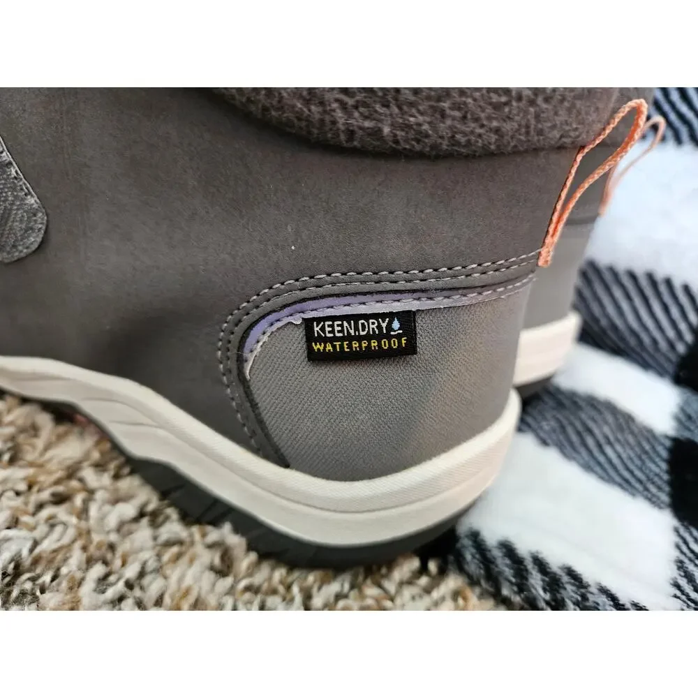 KEEN Kids Winter Boots Gray Waterproof Insulated Hook Loop Size US 6 EU 38